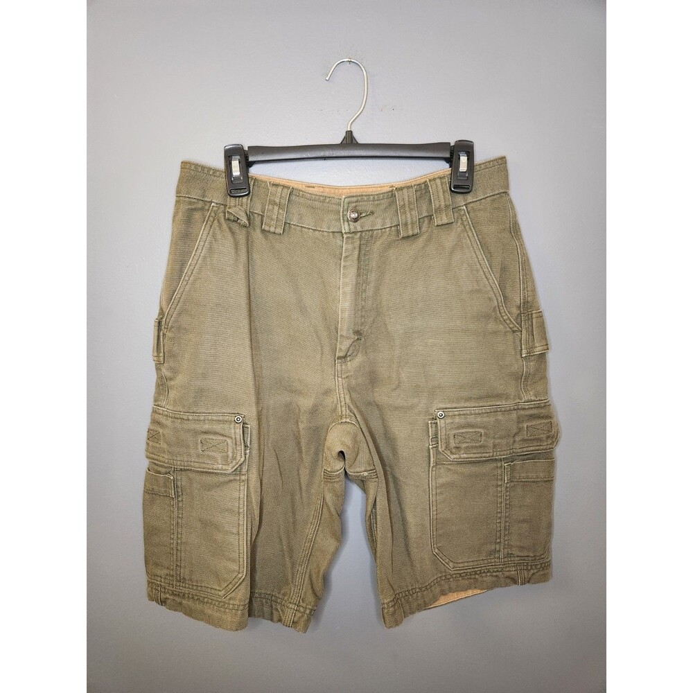 Duluth Fire Hose Work Shorts Men's 32 Green Cargo 12" Canvas‎ Utility